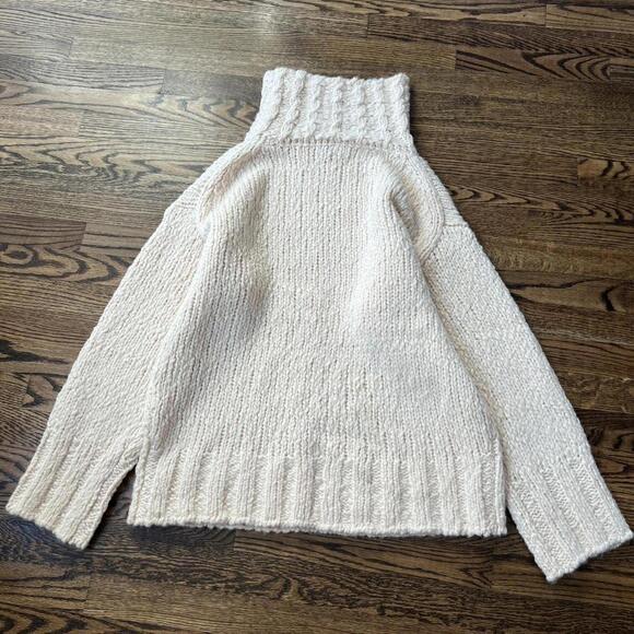 Pastel baby pink oversized J. Crew turtleneck sweater textured yarn new - Picture 6 of 8